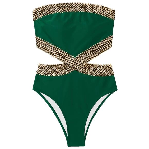 Militia Other - Militia Women Green Cutout One Piece Swimsuit High Waist Strappy S NWT